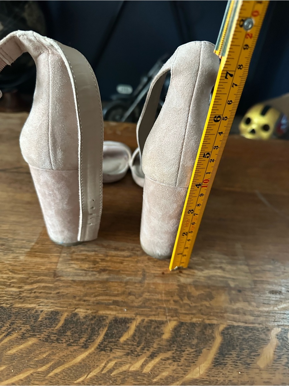 Steve Madden Blush Nude Suede Ankle Strap Block Heels - Picture 5 of 8